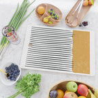 (White Background) Mid Century Modern Minimalist Rothko Inspired Color Field With Lines Geometric Style  Cutting Board Gallery Image 2
