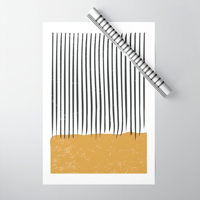 (White Background) Mid Century Modern Minimalist Rothko Inspired Color Field With Lines Geometric Style  Wrapping Paper Gallery Image 1