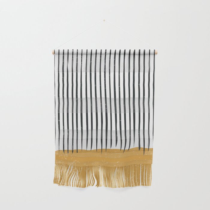 (White Background) Mid Century Modern Minimalist Rothko Inspired Color Field With Lines Geometric Style  Wall Hanging Gallery Image 1