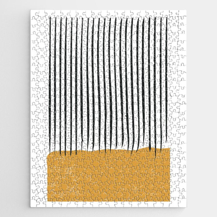 (White Background) Mid Century Modern Minimalist Rothko Inspired Color Field With Lines Geometric Style  Jigsaw Puzzle Gallery Image 1