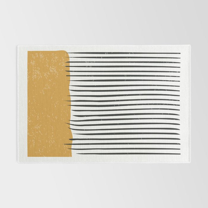(White Background) Mid Century Modern Minimalist Rothko Inspired Color Field With Lines Geometric Style  Rug Gallery Image 2