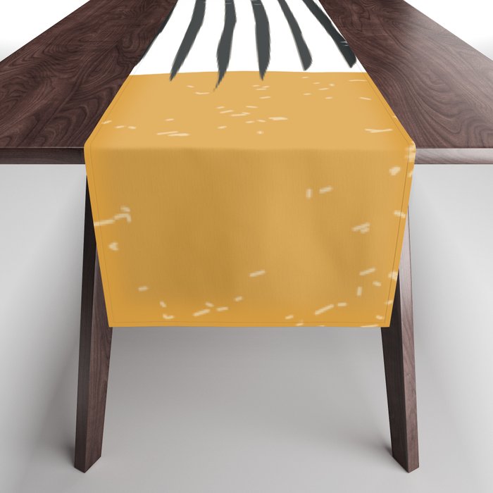 (White Background) Mid Century Modern Minimalist Rothko Inspired Color Field With Lines Geometric Style  Table Runner Gallery Image 1