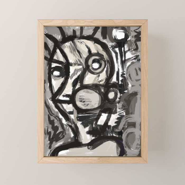 Grey Street art graffiti expressionist Mini Art Print Gallery Image 1