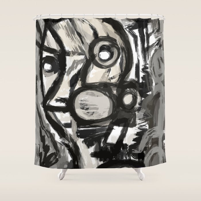 Grey Street art graffiti expressionist Shower Curtain Gallery Image 1