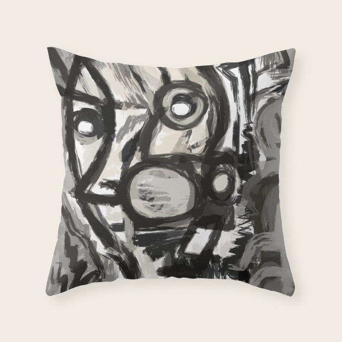 Grey Street art graffiti expressionist Throw Pillow Gallery Image 1