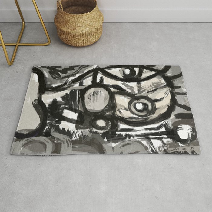 Grey Street art graffiti expressionist Rug Gallery Image 1