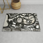 Grey Street art graffiti expressionist Rug Gallery Image 1