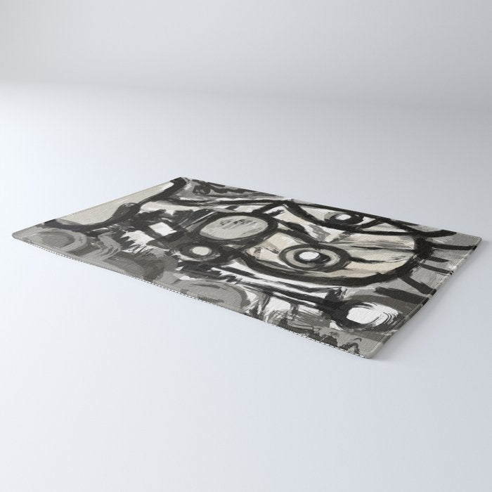 Grey Street art graffiti expressionist Rug Gallery Image 3
