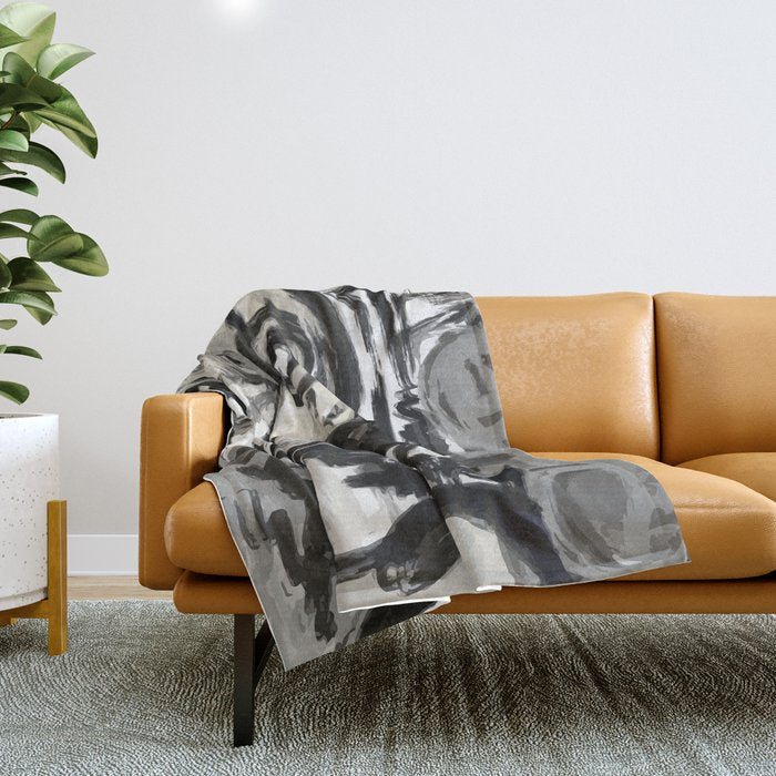 Grey Street art graffiti expressionist Throw Blanket Gallery Image 1