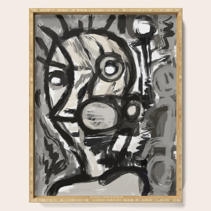 Grey Street art graffiti expressionist Serving Tray Gallery Image 1