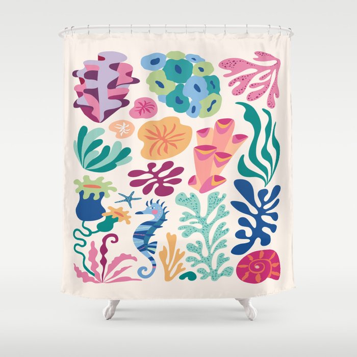 Modern Coral Pattern Shower Curtain Gallery Image 1
