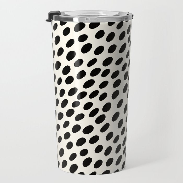 Black and White Spots pattern Travel Mug Gallery Image 3