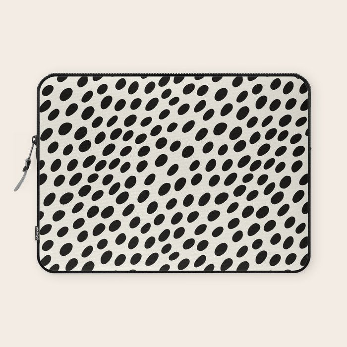 Black and White Spots pattern Laptop Sleeve Gallery Image 1