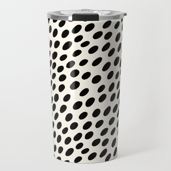 Black and White Spots pattern Travel Mug Gallery Image 1