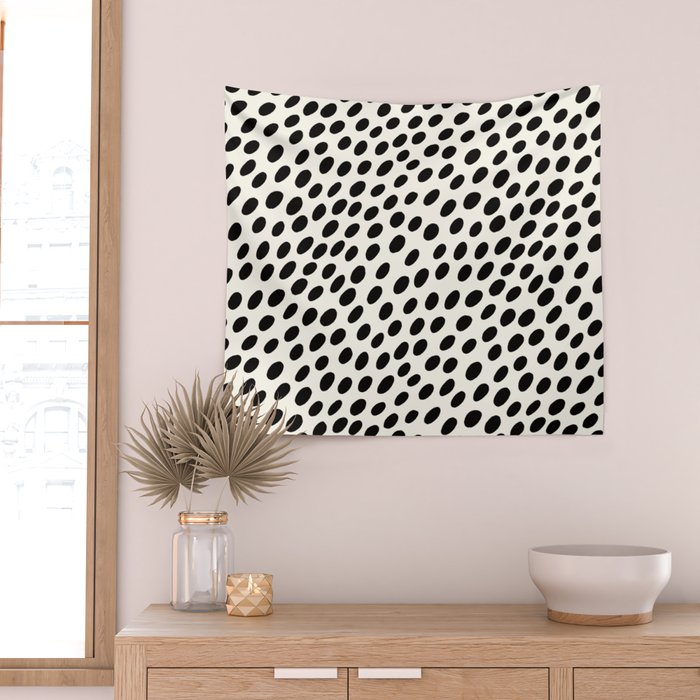 Black and White Spots pattern Wall Tapestry Gallery Image 2