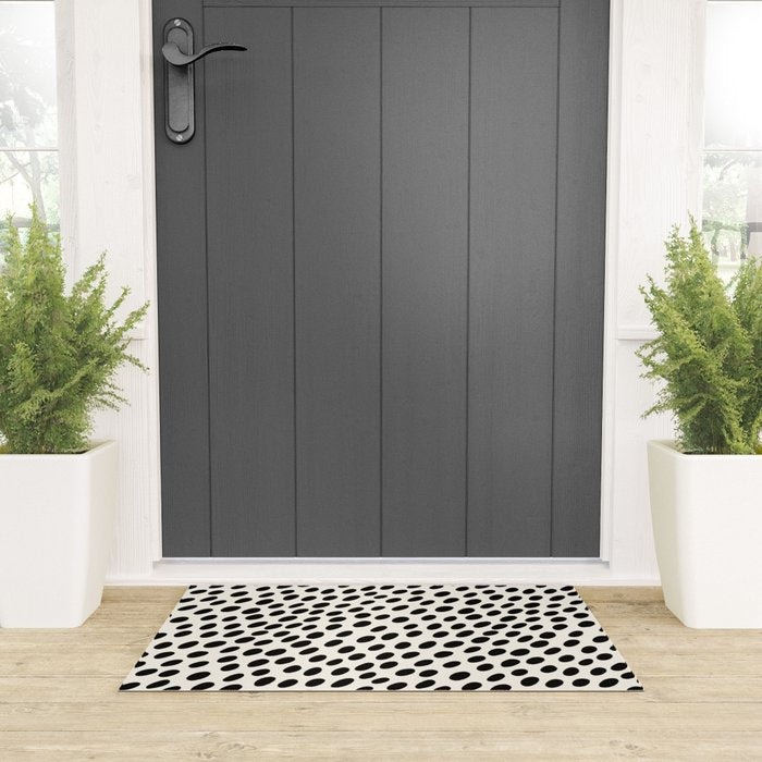 Black and White Spots pattern Welcome Mat Gallery Image 3