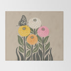 Bloom Wildly - Colorful Zinnia Flowers and Butterfly Throw Blanket Gallery Image 2