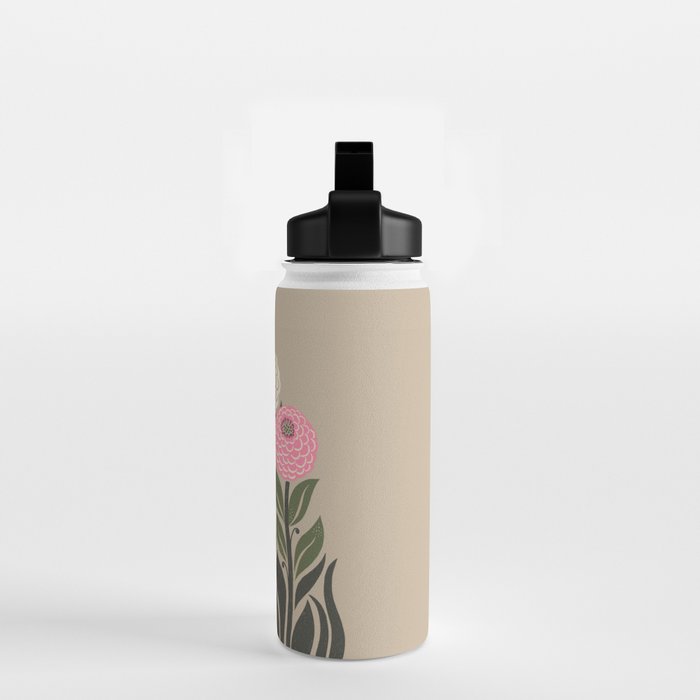 Bloom Wildly - Colorful Zinnia Flowers and Butterfly Water Bottle Gallery Image 2