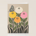 Bloom Wildly - Colorful Zinnia Flowers and Butterfly Stationery Card Gallery Image 2