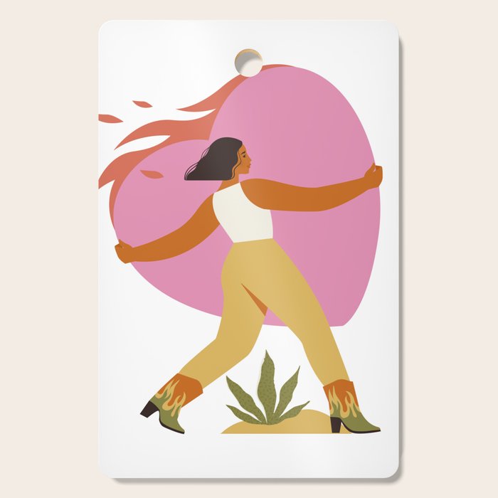 Woman carrying a big heart Cutting Board Gallery Image 1
