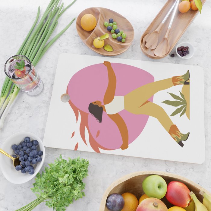 Woman carrying a big heart Cutting Board Gallery Image 2