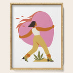 Woman carrying a big heart Serving Tray Gallery Image 1