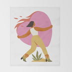 Woman carrying a big heart Throw Blanket Gallery Image 2