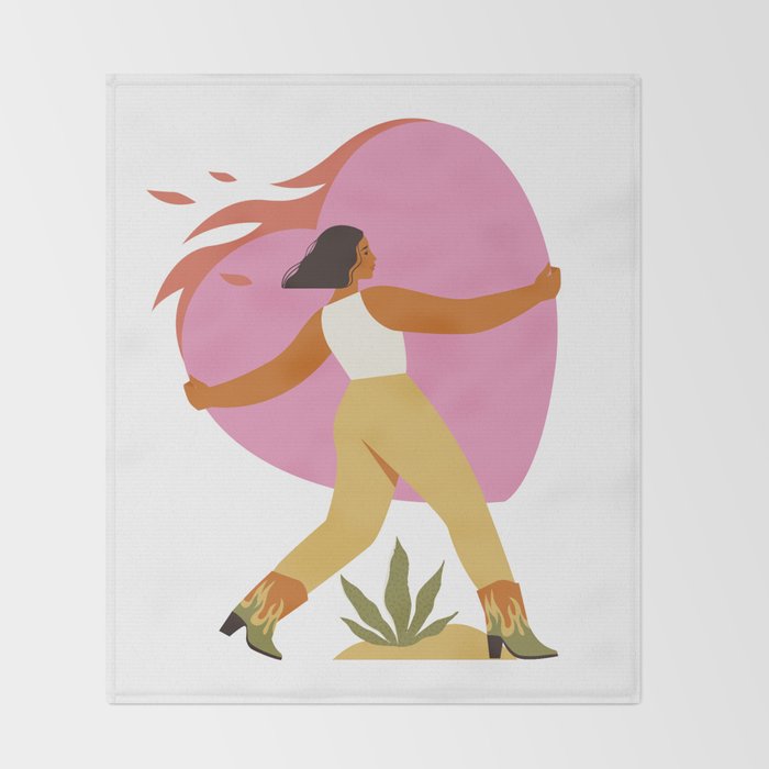 Woman carrying a big heart Throw Blanket Gallery Image 2