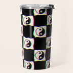 Happy Yin Yang Checkered Print Travel Mug Gallery Image 2