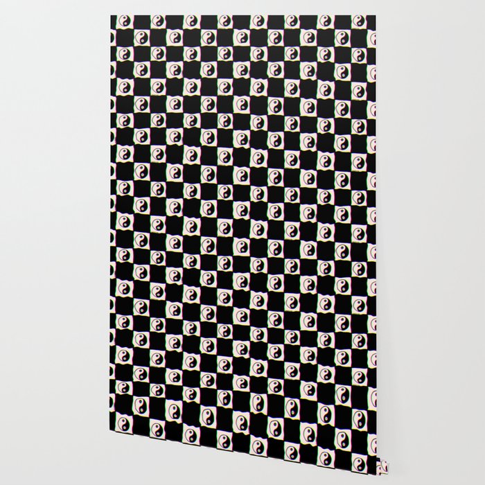 Happy Yin Yang Checkered Print Wallpaper Gallery Image 2