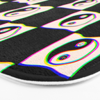 Happy Yin Yang Checkered Print Bath Mat Gallery Image 3
