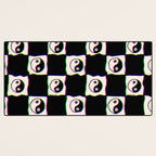 Happy Yin Yang Checkered Print Desk Mat Gallery Image 3