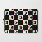 Happy Yin Yang Checkered Print Laptop Sleeve Gallery Image 1