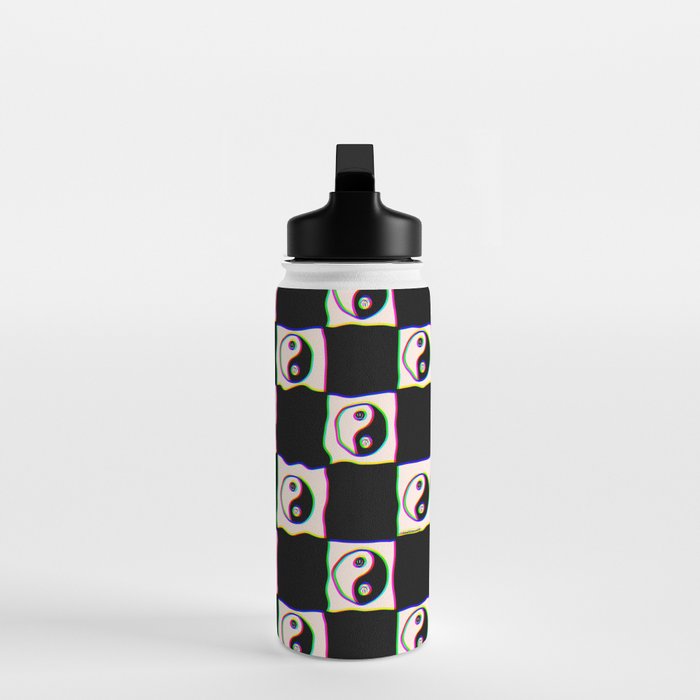Happy Yin Yang Checkered Print Water Bottle Gallery Image 3