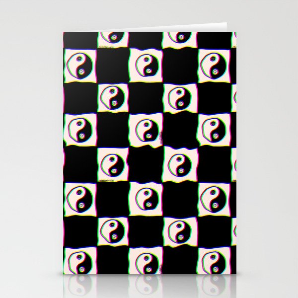 Happy Yin Yang Checkered Print Stationery Card Gallery Image 2