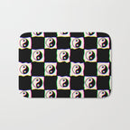 Happy Yin Yang Checkered Print Bath Mat Gallery Image 1