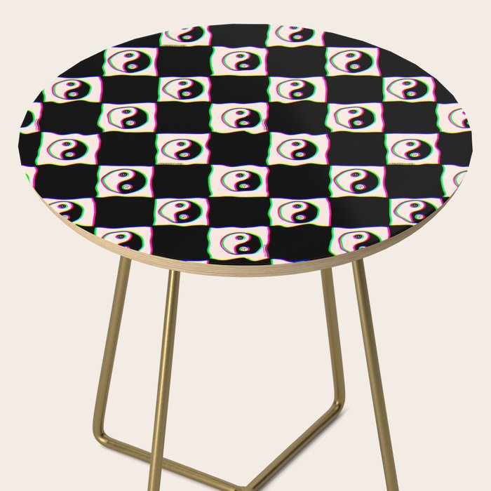 Happy Yin Yang Checkered Print Side Table Gallery Image 2