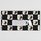 Happy Yin Yang Checkered Print Desk Mat Gallery Image 1