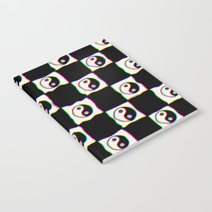 Happy Yin Yang Checkered Print Notebook Gallery Image 2