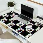 Happy Yin Yang Checkered Print Desk Mat Gallery Image 2