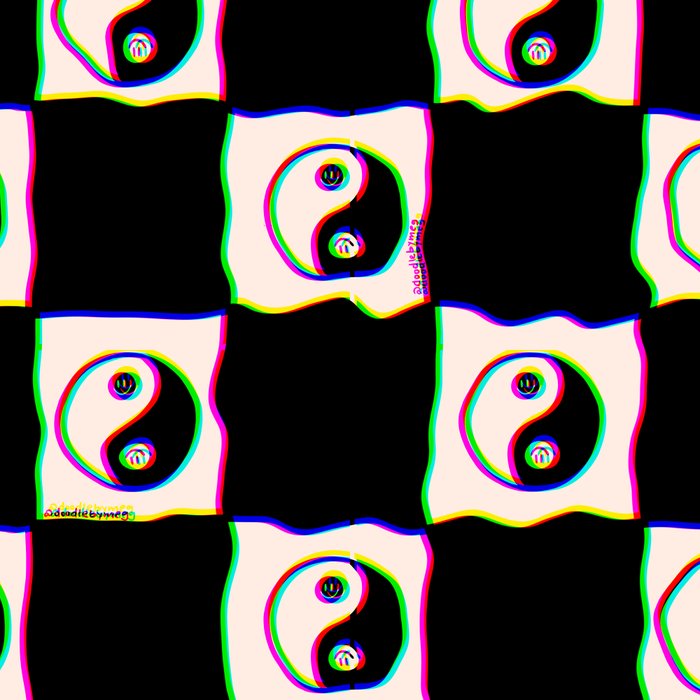 Happy Yin Yang Checkered Print Coffee Mug Gallery Image 2