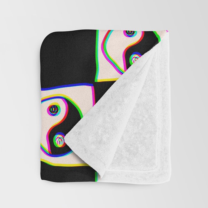 Happy Yin Yang Checkered Print Throw Blanket Gallery Image 3