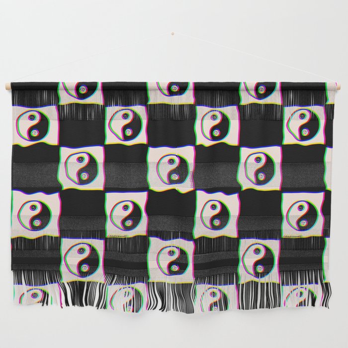 Happy Yin Yang Checkered Print Wall Hanging Gallery Image 1
