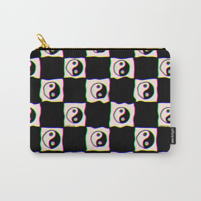 Happy Yin Yang Checkered Print Carry All Pouch Gallery Image 1