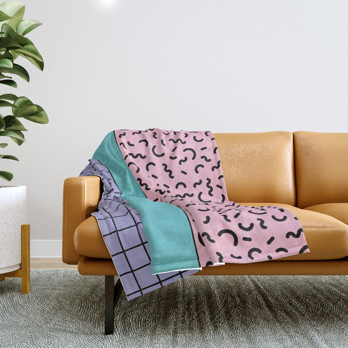 Memphis pattern 61 - 80s / 90s Retro Throw Blanket Gallery Image 1