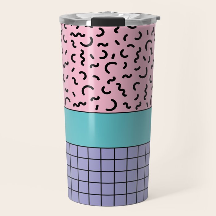 Memphis pattern 61 - 80s / 90s Retro Travel Mug Gallery Image 1