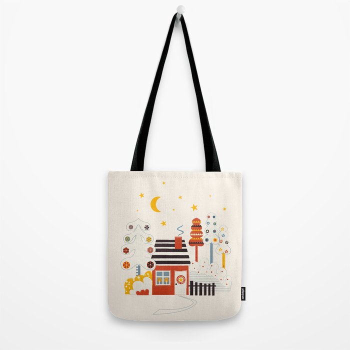 Christmas Winter Hut Illustration Tote Bag Gallery Image 2