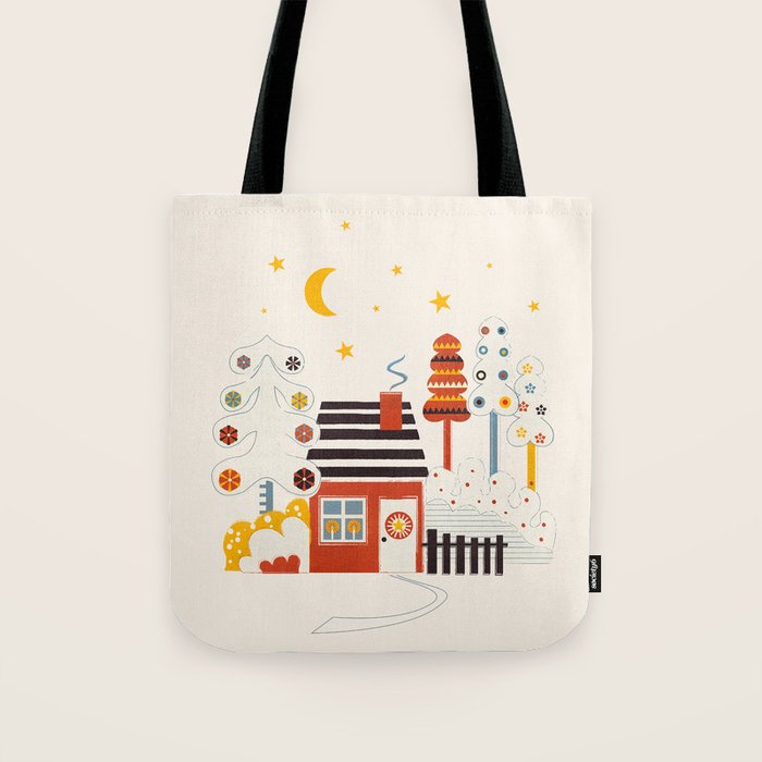 Christmas Winter Hut Illustration Tote Bag Gallery Image 1