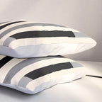 Mid Century Modern Modular Stripes in Black, Gray, and Almond Cream Pillow Sham Gallery Image 3