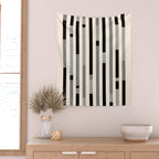 Mid Century Modern Modular Stripes in Black, Gray, and Almond Cream Wall Tapestry Gallery Image 2